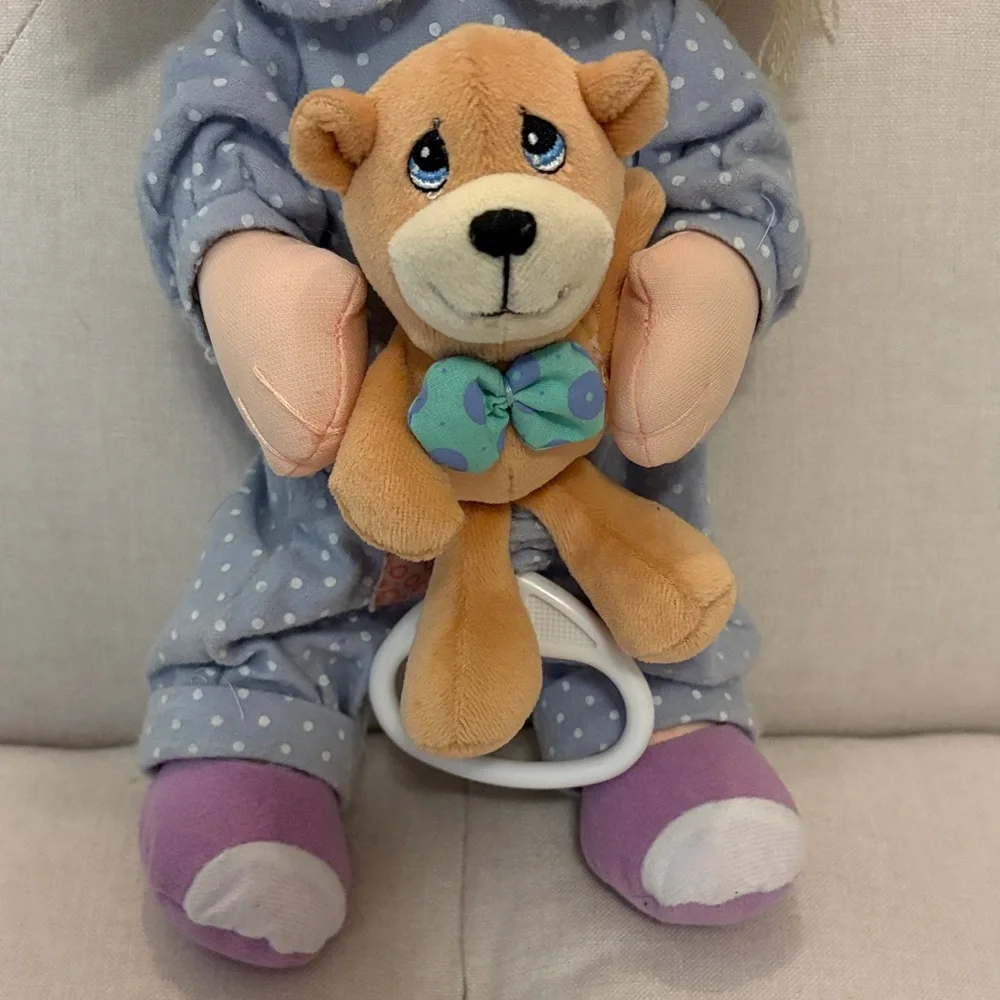 Vintage Precious Moments Musical Plush Baby Doll with BrownTeddy 12” - Picture 4 of 8